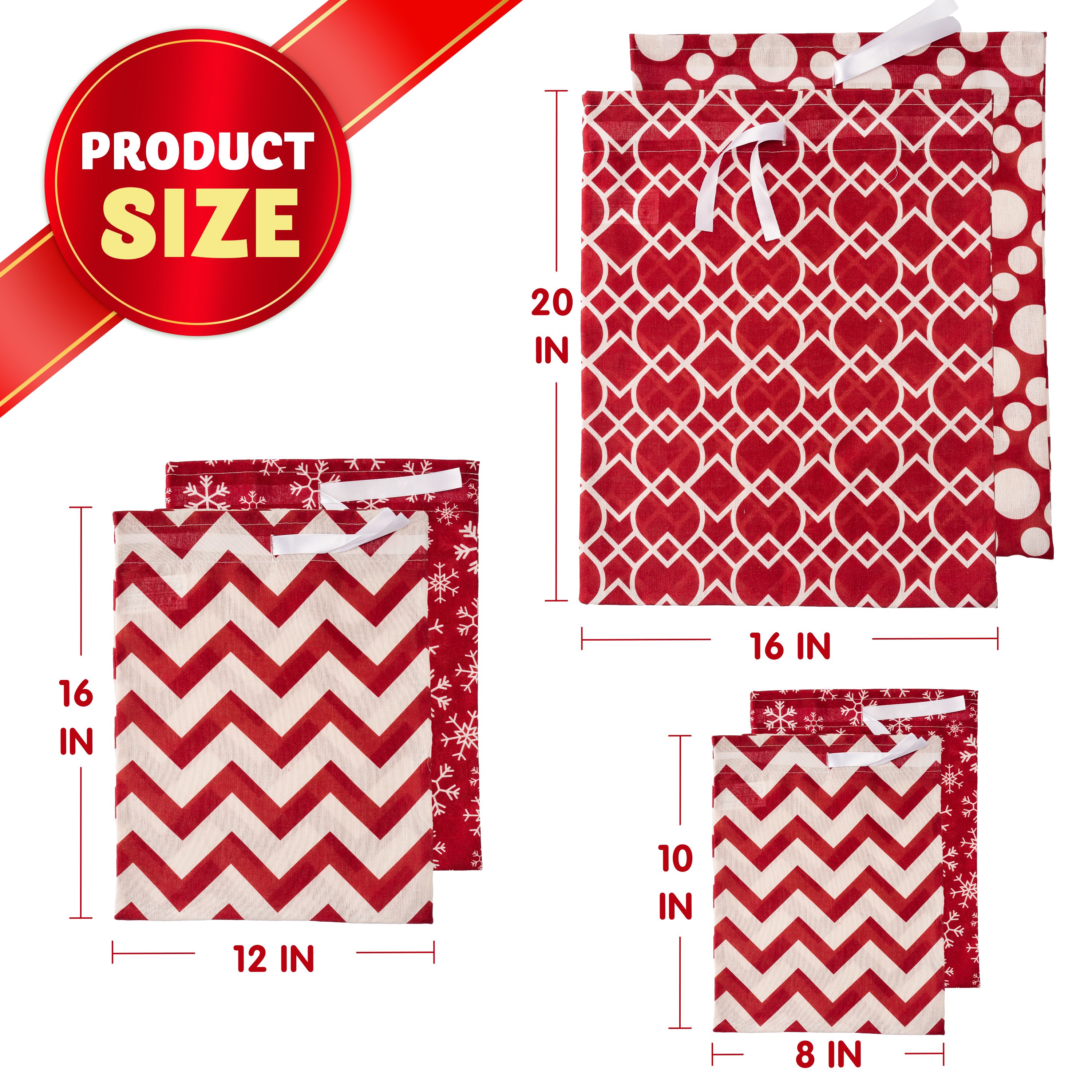 Joyfy Christmas Drawstring Gift Bags, 6-Piece Set photo 2