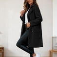 thumbnail image 2 of KICILVS Long Sherpa Jacket Women Fuzzy Button-Down Coat with Pockets Notched Collar Warm Winter Outerwear for Casual, 2 of 7