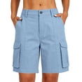 thumbnail image 5 of Utoimkio Women's Mid Length Cargo Shorts Classic Button Zip Fly Multi Flap Side Pockets Straight Casual Utility Bottoms, 5 of 9