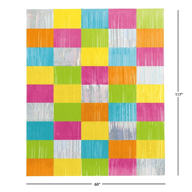 Way To Celebrate Multicolor Iridescent Foil Fringe Backdrop Kit photo 4