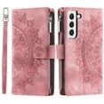 thumbnail image 5 of Galaxy S22 Case Zipper Wallet, Dteck Embossed PU Leather Folio Case with 8 Card Slots Wrist Lanyard Shoulder Strap Stand Cover for Samsung Galaxy S22, Pink, 5 of 6