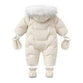 thumbnail image 2 of GXFC Baby Winter Clothes for Girls Boy 6M 12M 18M 24M Infant Thicken Long Sleeve Hooded Romper Jumpsuit with Gloves and Foot Warm Coat Snowsuit Clothing for Newborn, 2 of 9