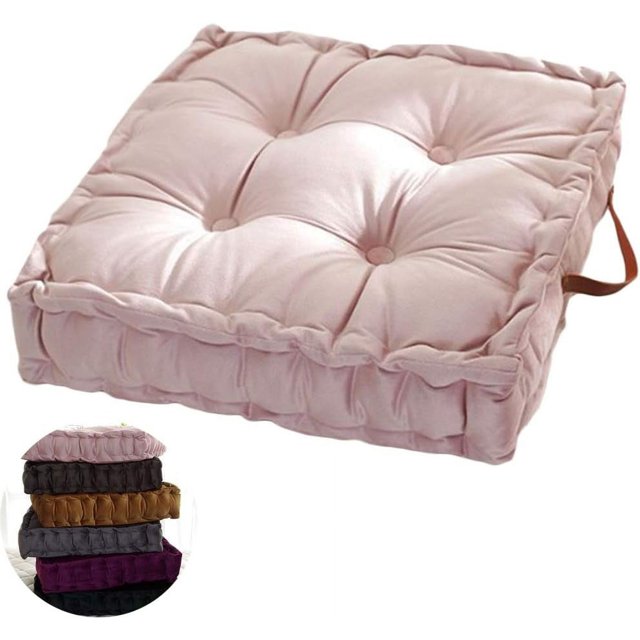 Cojines cuadrados gruesos para asientos de suelo,Cojín con mechones gruesos y sólidos,Almohada de meditación,Almohada de suelo cuadrada con asa de transporte,Cojín de tatami para sofá y balcón