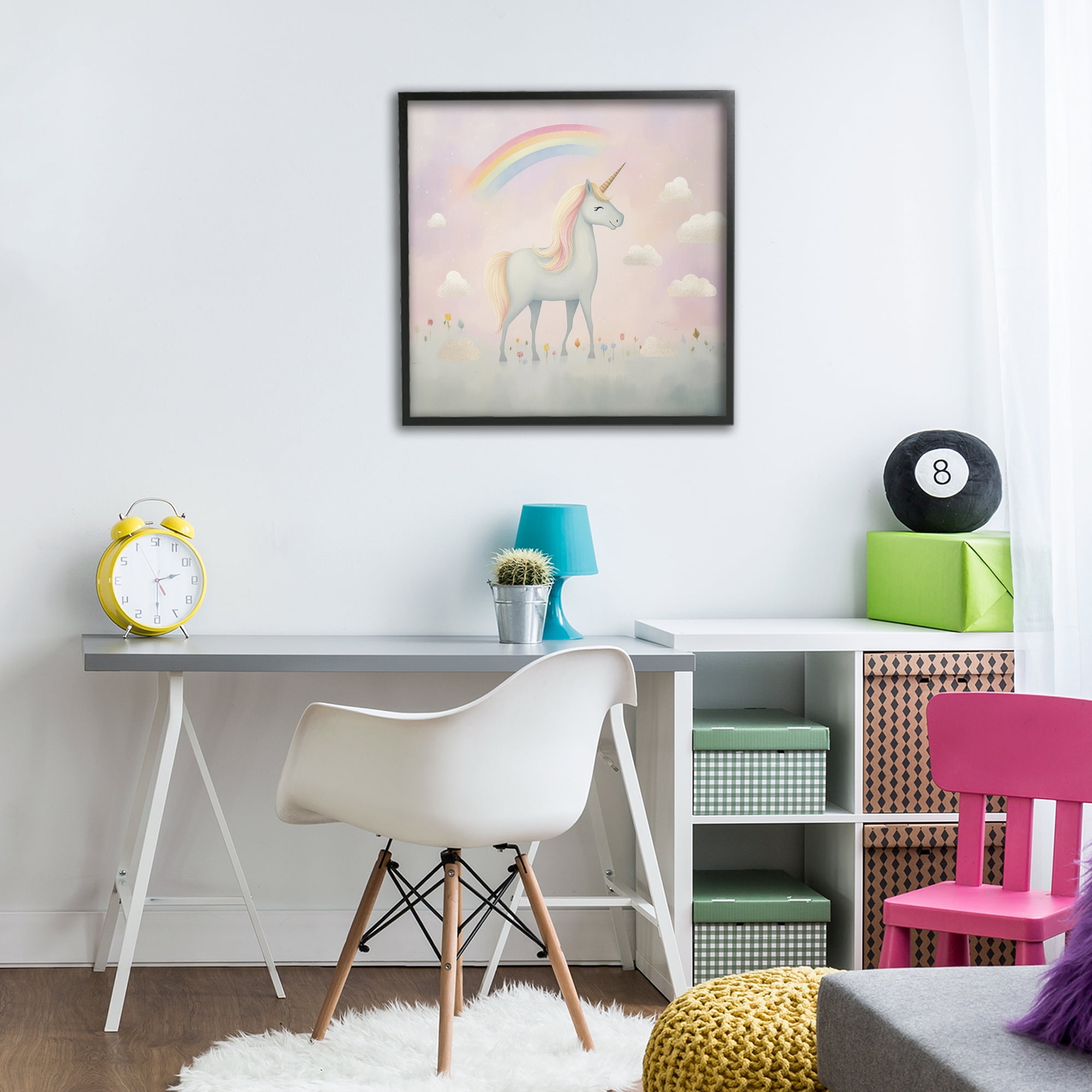 Stupell Industries Mystical Unicorn Dreams in Pastel Black Framed Giclee Art, design by Lazar Studio