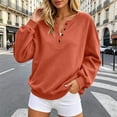thumbnail image 4 of Women Fashion Hoodie Oversized Sweatshirt Casual Pullover Tops for Fall Winter Orange,XL, 4 of 8