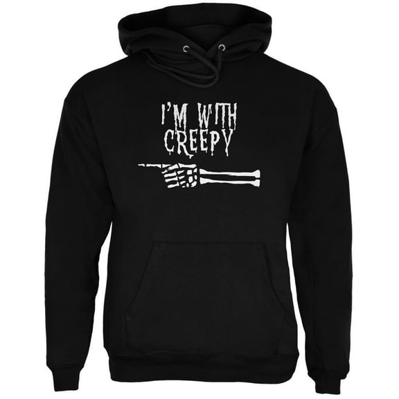 Halloween I'm With Creepy Black Adult Hoodie - Large