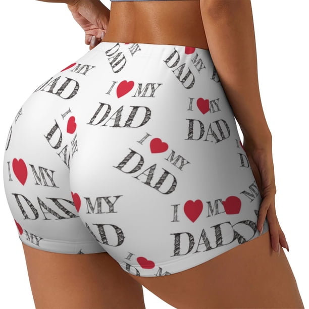 Fotbe I Love My Dad Shorts Sin Costuras – Shorts Deportivos de Cintura Alta para Mujer, Elásticos para Gimnasio, Yoga, Running o Ciclismo-X-Large