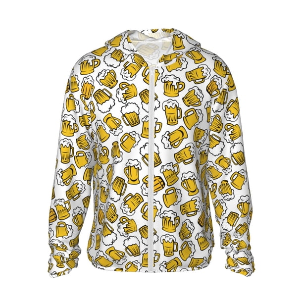 Balery Beer Sudadera ligera de manga larga con capucha y protección solar UPF 50+ para hombre y mujer, ideal para pesca y running-Small
