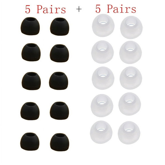 10 Pairs Replacement Silicone Ear Tips, Soft Ear Tips Set, Noise Reduction Replacements Eartips, Earbuds for in-Ear Headphones, fits Ear Headphone, Earplugs and Earphones