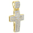 thumbnail image 2 of 10K Yellow Gold Diamond Mini Domed Outline Cross Pendant 1.45" Mens Charm 1/4 Ct, 2 of 5