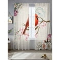 thumbnail image 2 of Cardinal Sheer Curtains 84 Inch Long 2 Panels, Red Bird Floral Vintage Classical Light Filtering Rod Pocket Semi Sheer Curtains, Sheer Voile Drapes for Living Room Bedroom, 52"x84", 2 of 5