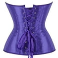 thumbnail image 3 of Women's Satin Corsets Top Plus Size Gothic Overbust Corset Lace up Vintage Bustier Corset Deep Purple Size 4XL, 3 of 6