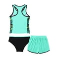 thumbnail image 4 of iiniim Kids Girls Floral Splice 3 Pcs Athletic Swimsuit Top+Brief+Bottoms Surfing Rash Guard Set 4-16 Green Floral 10, 4 of 7