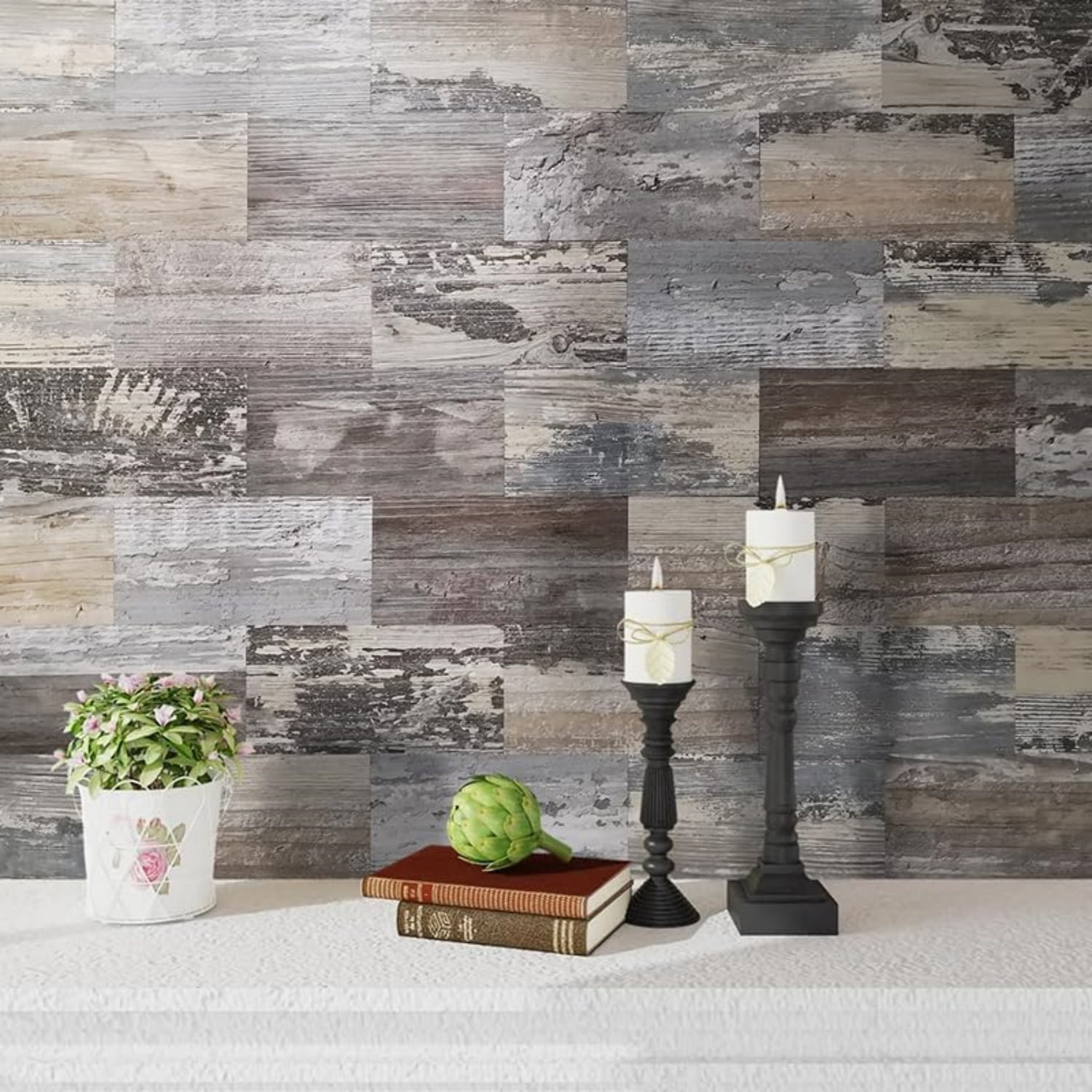 3" x 6" Subway Tile Peel and Stick Backsplash, Thick PVC Stick on Wall Tiles for Backsplash Kitchen, Bathroom, Laundry Room, Camper, Fireplace (100, Vintage Wood)