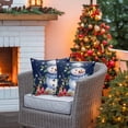 thumbnail image 4 of Outdoor Pillow Covers Waterproof Pillow Cases Protector Xmas Cute Snowman Poinsettia Pillowcase Pack of 2 Winter Berry Snowflake Navy Blue Throw Cushion Case for Pation Furniture,Couch,Sofa, 18x18 in, 4 of 9