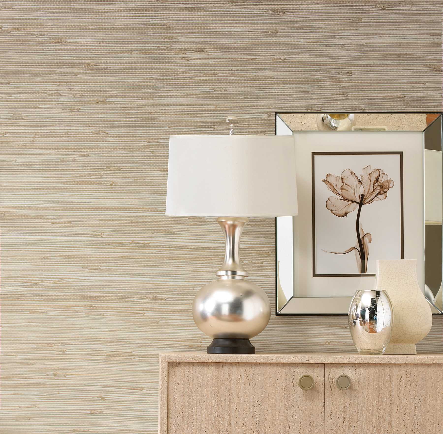 Kenneth James Dmitry Black Mica Unpasted Grasscloth Wallpaper, 36-in by 24-ft, 72 sq. ft.