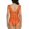 thumbnail image 6 of Yiaed A Big Hot Dog Print Women's Ruffled One Piece Swimsuit V Neck Swimwear Slimming Monokini for Woman-Large, 6 of 8