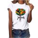 thumbnail image 1 of Tops de Manga Corta para las Mujeres de Ajuste Suelto, Día de la Independencia Negro Impreso, Cuello Redondo Suelto Superior, 1 of 4