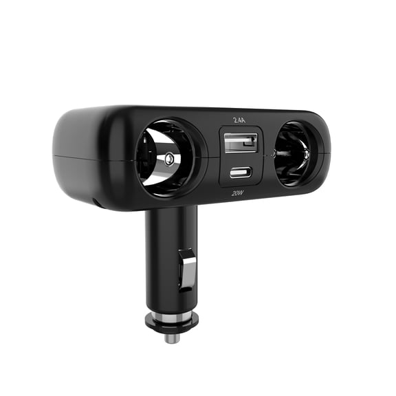onn Dual Socket Charging Adapter with USB-C and USB Charging Ports