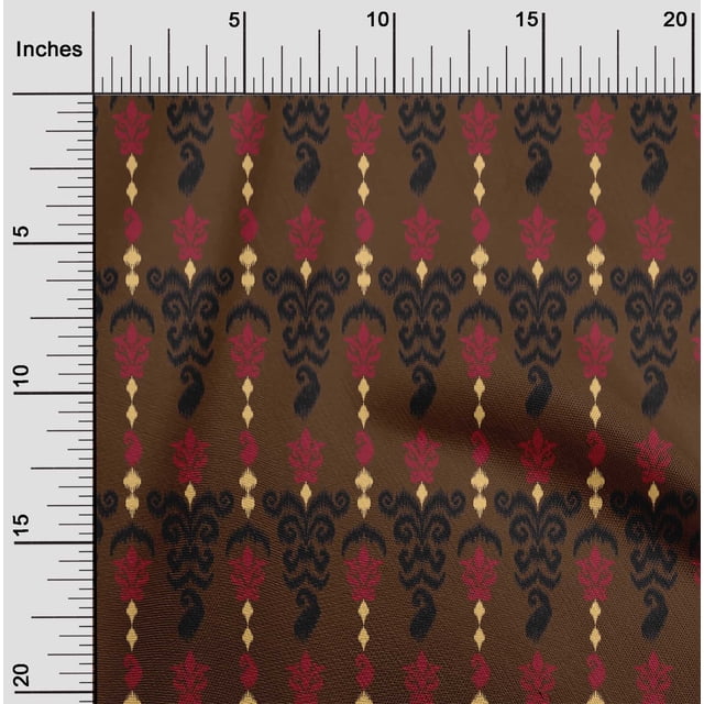 oneOone Tissu Polyester Lycra Rayé & Paisley Imprimé Ikat au Mètre 56 Pouces de Large