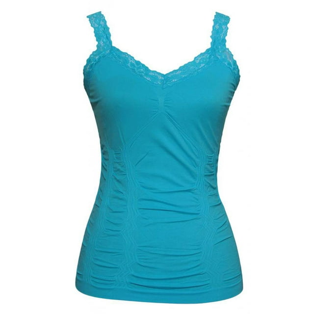 Womens Lace Trim Camisoles - Aqua