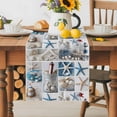 thumbnail image 2 of Burlap Table Runner 90 Inches Long,Summer Ocean Starfish Shell Conch Lighthouse Non-Slip Kitchen Table Runners for Dining Room Everyday Use Party Table Decorations Ocean Collage Art, 2 of 9