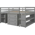 Low Loft Bed with Desk and Dresser Full Size, Wood Kids Loft Beds Frame