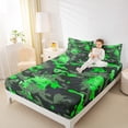 thumbnail image 4 of Homewish Fashion Splash Graffiti Twin Sheet Sets for Kids, Green Camouflage Twin Fitted Sheet, Chic Abstract Ombre Flat Sheet, Breathable Home Decor, 3 Pieces, 4 of 7