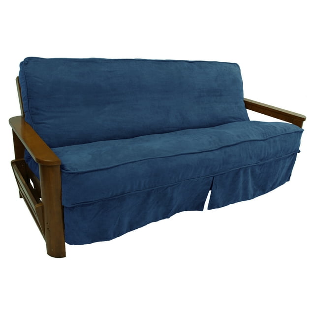 Housse de Futon Pleine en Microsuède Uni à Double Cordon de 8 à 9 Po - Indigo