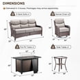 thumbnail image 3 of Gymojoy 5-Piece Wicker Patio Furniture Set with Fire Pit Table, Swivel Rocker Chairs, Sofa, Side Table and 6" Thick Cushions, 3 of 15