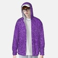 thumbnail image 2 of Fotbe Glitter Purple Chaqueta con Protección Solar UPF 50+ para Hombre y Mujer, Camisa con Capucha y Bolsillos-Large, 2 of 7