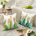 thumbnail image 2 of Dashan Spring Floral Throw Pillow Covers 18x18 Set of 2,Yellow Tulip Decorative Pillow Cases for Bedroom Sofa Couch, 2 of 6