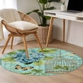 thumbnail image 5 of Blue Spring Floral Large Area Rugs for Bedroom Living Room, Soft Non Slip Carpet Bedside Rug, Green Summer Botanical Butterfly Round Floor Cover Kitchen Accent Rug 3' for Dining Room/Office, 5 of 9