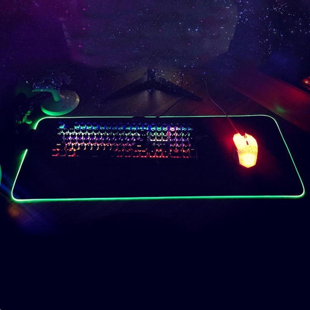 Alfombrilla de ratón RGB para juegos, alfombrilla de ratón Led suave con 12 modos de iluminación 2 niveles de brillo, tu impermeable shamjiam Alfombrilla de ratón para juegos RGB