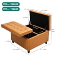 thumbnail image 6 of Coffee Table Square Storage Ottoman, Brown Faux Leather, 6 of 6