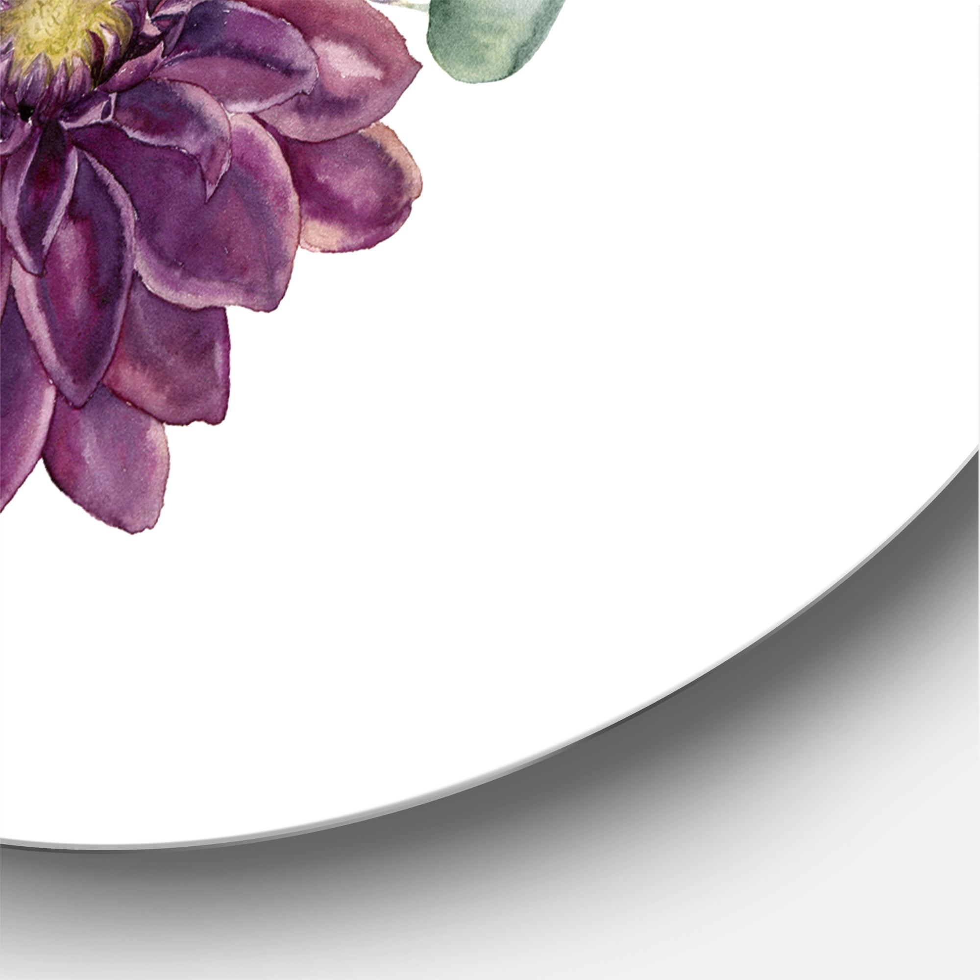 Designart 'Bouquet of Succulents Eucalyptus With Flowers' Traditional Circle Metal Wall Art 36x36 - Disc of 36