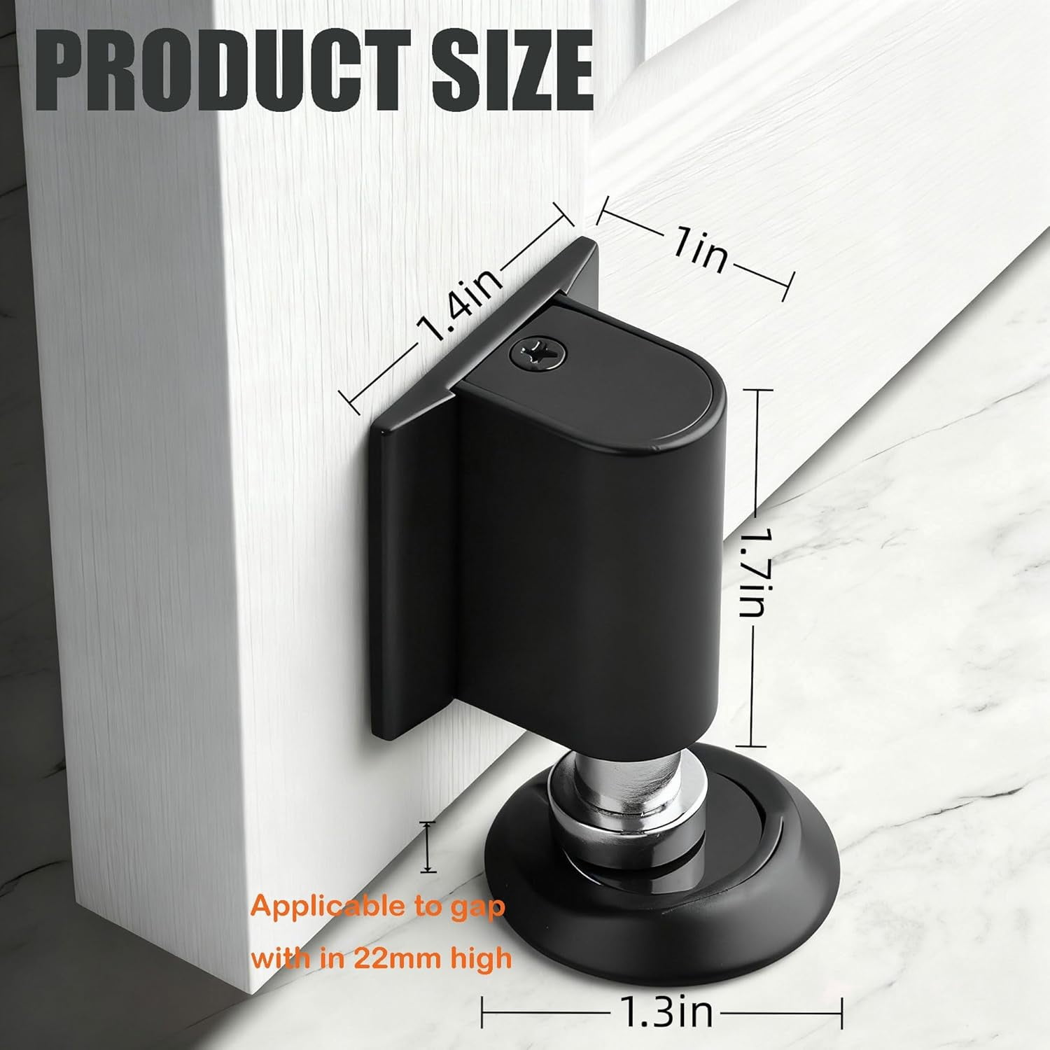 JJEAN-Magnetic Door Stopper No Drilling Height Adhesive Heavy Duty Magnet Doorstop Wedge Stop Catch Bottom Holder to Keep Doors Open (Black)