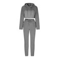 thumbnail image 3 of Women's 3 Piece Tracksuits Long Sleeve Pullover Crop Top Hoodie Tank Top Drawstring Long Jogging Pants Sweatsuit, 3 of 5