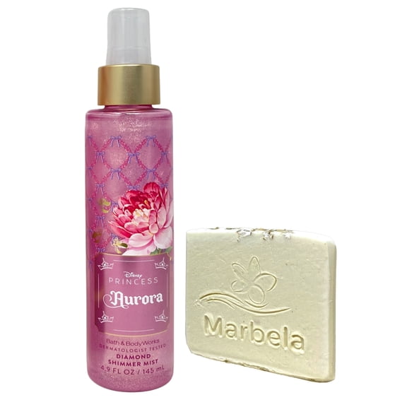 Bath & Body Works Limited Edition Princess Collection Aurora Diamond Shimmer Mist with a Natural Oats Mini Soap