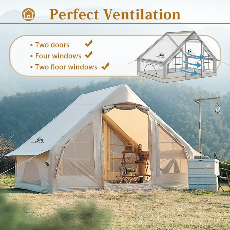 TOMOUNTパップテント TOMOUNT 4 Person Inflatable Glamping Tent, Easy Setup, Rain