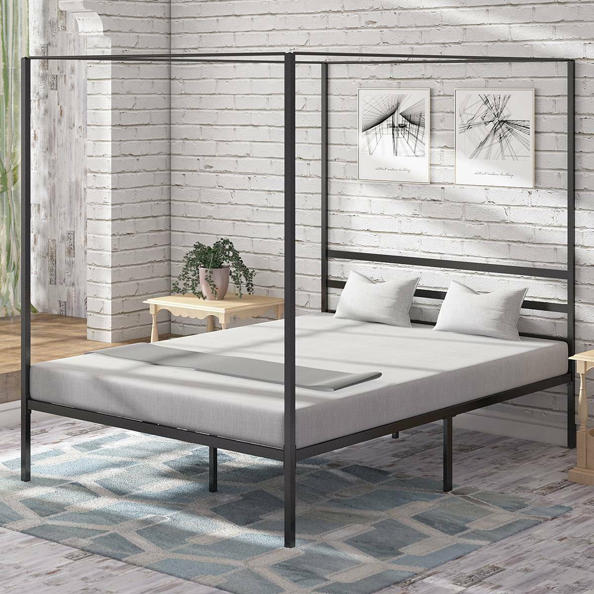 YITAHOME Metal Four Posters Canopy Bed Frame Queen Size Platform with