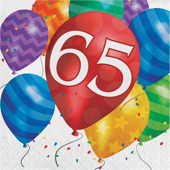 Balloon Blast 65th Birthday Paper Lunch Napkins 16 Count for 8 Guests