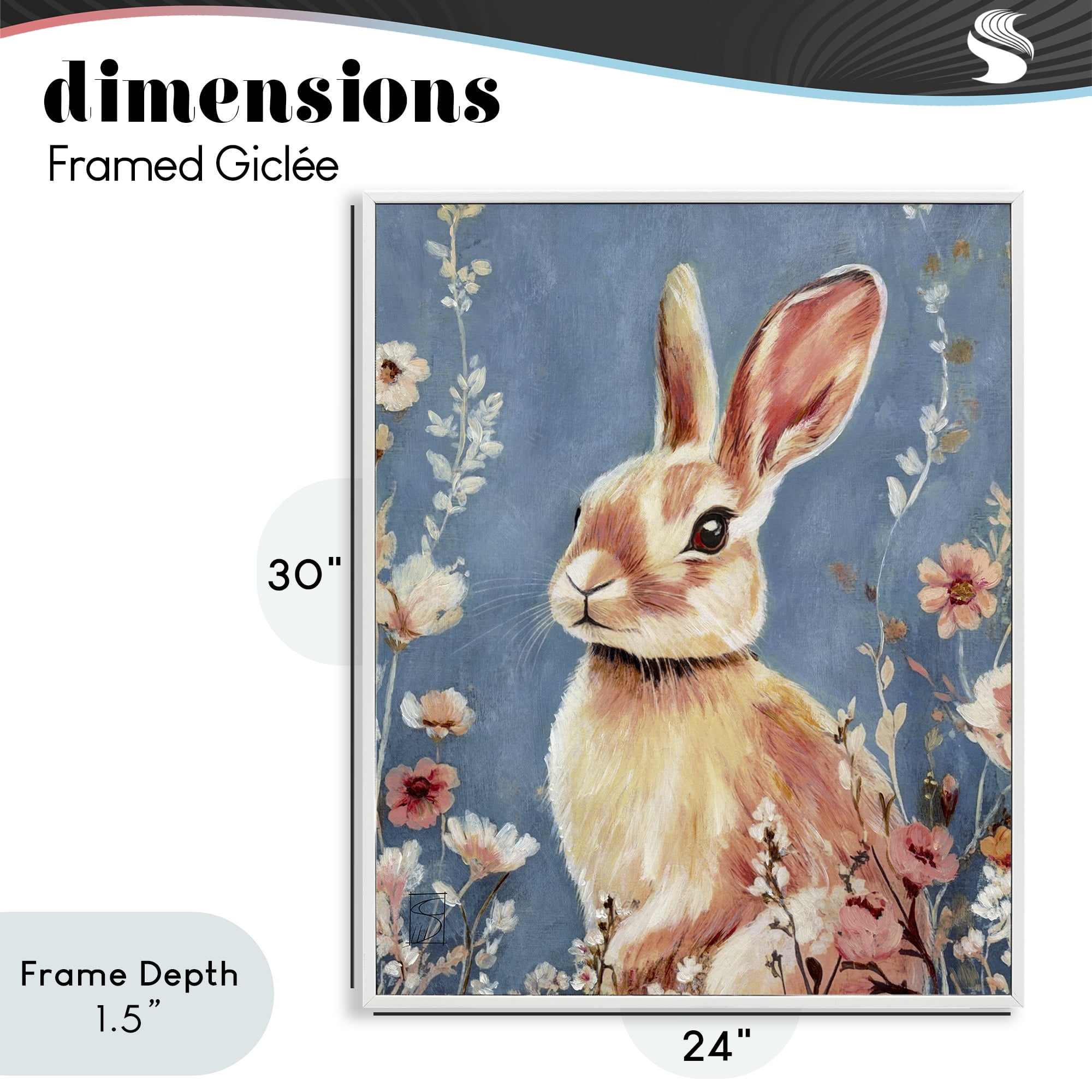 Stupell Industries Whimsical Rabbit on Blue White Framed Giclee Art, design by Sara Culpepper