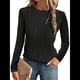 thumbnail image 3 of Camisetas de Larga para Mujer, Blusa Informal Holgada de Punto Acanalado con Cuello Redondo, Jersey de Moda para Otoño. Negro XL, 3 of 7
