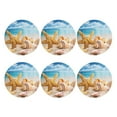 thumbnail image 2 of Pofeuu Beach Starfish Shell Print Leather Coasters Set of 6, Round Cups Mugs Mat Pad for Home Kitchen Heat Resistant Drink Coasters,Round Shape, 2 of 7
