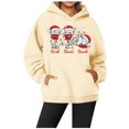 thumbnail image 2 of WEAIXIMIUNG Robe Sweat Femme Chandail à Capuchon Décontracté Col Rond Poche Noël Verre Chapeau de Noël Imprimé Chandail à Capuchon, 2 of 3