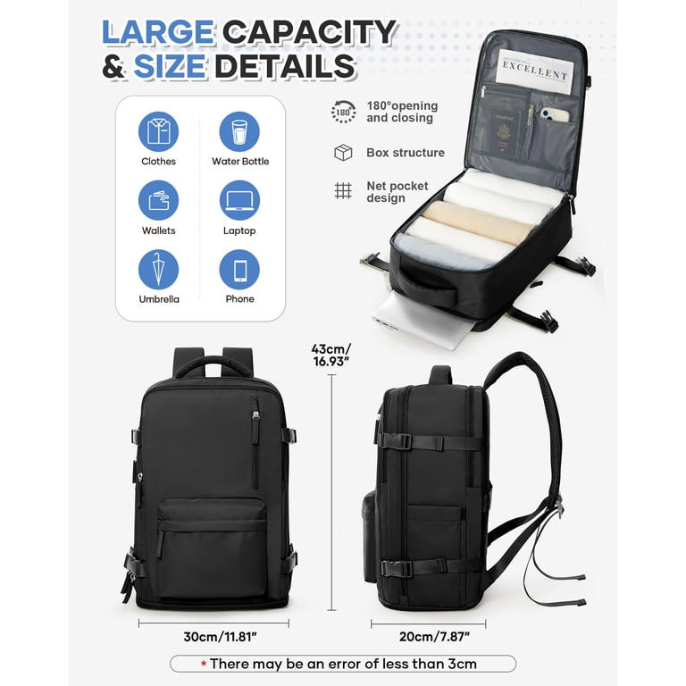 SYCNB Lightweight Airline Approved Carry-On Backpack, Black photo 8