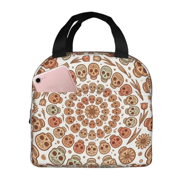 Skull Insulated Lunch Box, Lunch Bag Thermal Cooler, Reusable Leakproof Meal Prep Tote For Women & Men, Office Work, Travel, And Picnic