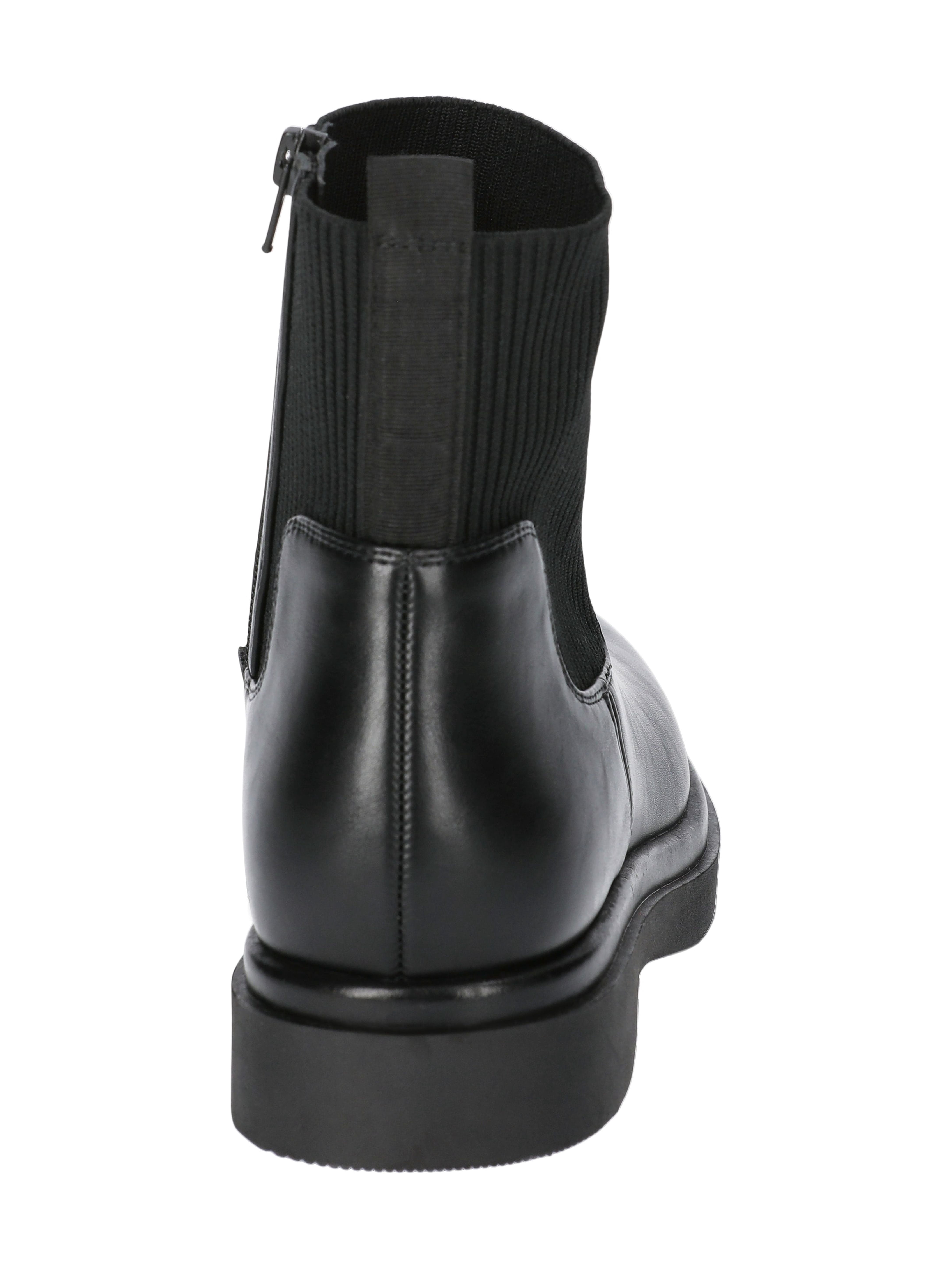 No Boundaries Women's Faux Leather and Knit Chelsea Boots