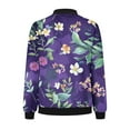 thumbnail image 5 of Ftwytp Jackets for Women Casual Long Sleeve Lightweight Bomber Jacket Classic Vintage Coat Full Zip Up Ribbed Collar Outwear Boho Floral Print Jackets, 5 of 5